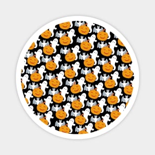 Ghosts, Bats, and Friendly Pumpkins Pattern Magnet